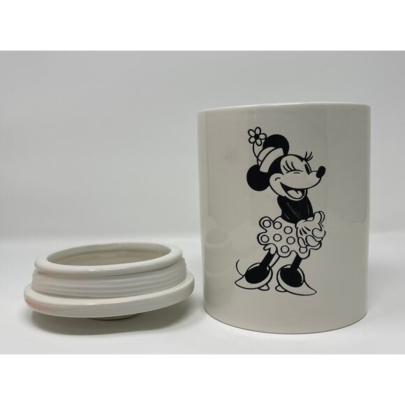 New Disney Minnie Mouse Ceramic Canister Jar With Minnie Mouse On Lid - Picture 7 of 8